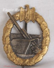 Kriegsabzeichen fur die Marine-Artillerie – Coastal Artillery Badge In Tombak, image 1