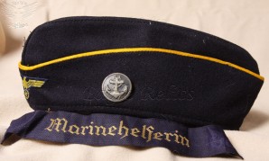 Bordmütze und Dienstbrosche u. Ärmelstreifen der Marinehelferinnen –  KM Female Helpers Overseas Cap and Armband image 2