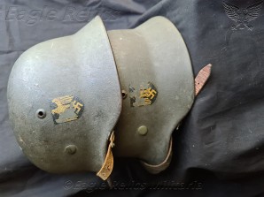 Kreigsmarine M35  Combat Helmets -Twins – Same Lot Nr – Named to an officer image 1